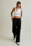 Satin Black Pants w/ Lace Trim