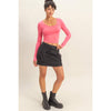 Mineral Washed Black Cargo Mini Skirt