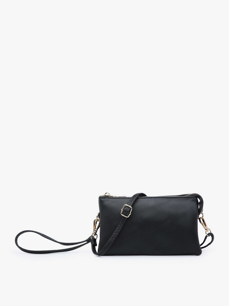 Riley Black 3 Compartment Crossbody/Wristlet