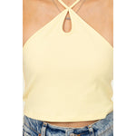 Butter Yellow Cutout Halter Crop Top