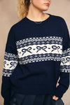 Navy Bow Holiday Sweater