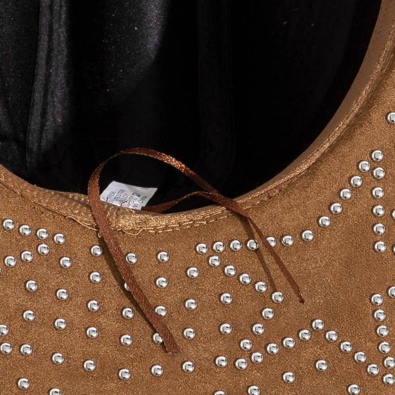 Khaki Western Studded Star Brim Cowboy Hat