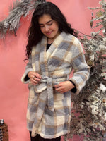 Blue Checkered Sherpa Robe