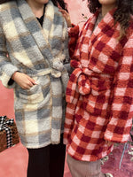 Blue Checkered Sherpa Robe