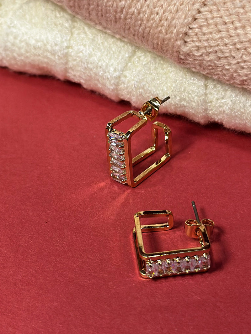 Emma Squared Rhinestone Hoops