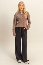 Mineral Washed Brown Henley Top