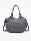 Charcoal Kay Studded Hobo w/ Crossbody Strap