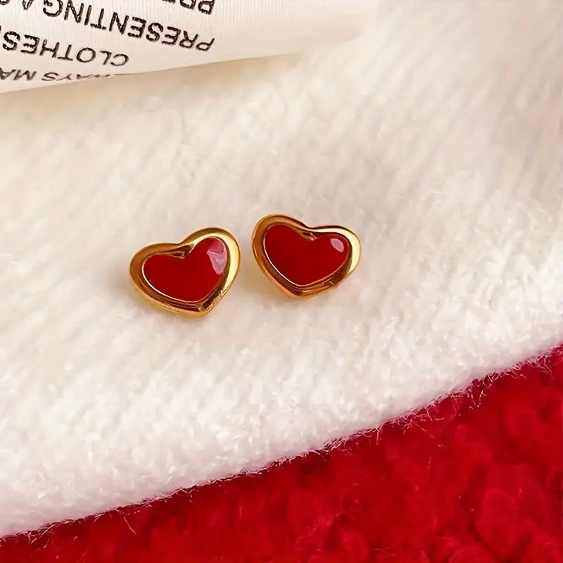 Mini Red Heart Necklace & Earrings