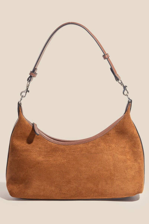 Taupe Classic Faux Suede Hand Bag