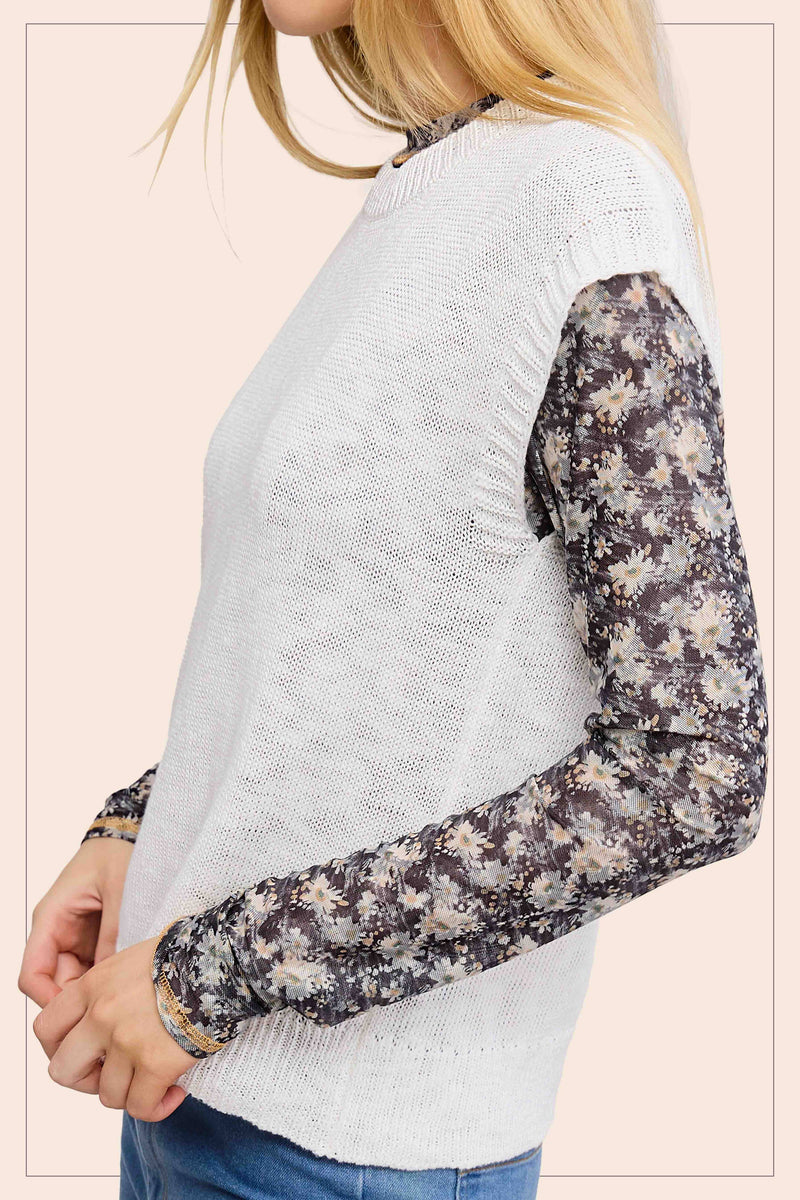 Sangria Loose Fit Knit Crew Neck Top