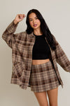 Oversized Taupe-Brown Plaid Jacket