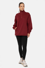 Half-Zip Red Wine Pullover