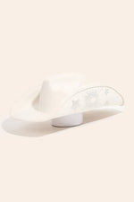Rhinestone Ivory Moon & Star Embroidered Western Cowboy Hat