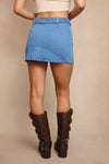 LOW RISE DENIM SKIRT WITH BELT: DENIM / L