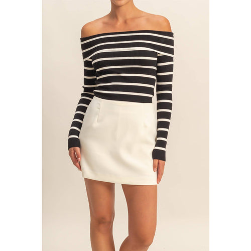 Cream High-Waist Mini Skort