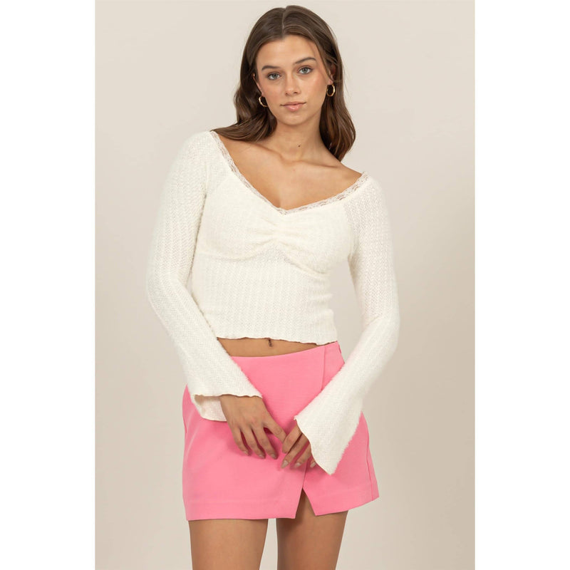 Fuzzy Off The Shoulder Cream Top