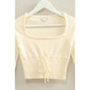 Cream Drawstring Detailed Sweater Crop Top