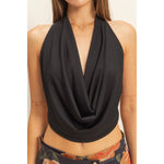 Black Draped Halter Top