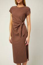 Ruched Mocha Midi Dress