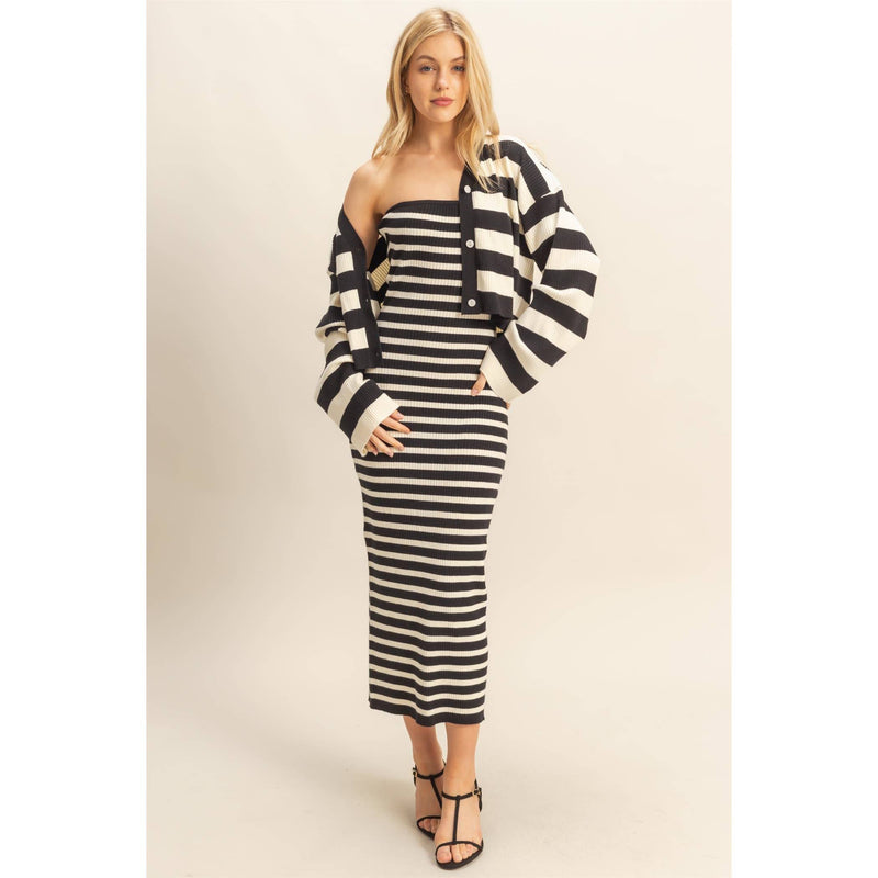 Black & White Striped Sweater Dress