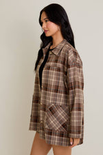 Oversized Taupe-Brown Plaid Jacket