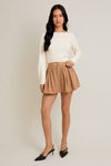 Boat Neck Back Tie Fitted Sweater Top