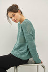 Teal Fisherman Crochet Sweater