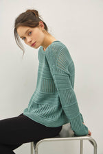 Teal Fisherman Crochet Sweater