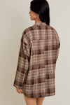 Oversized Taupe-Brown Plaid Jacket
