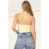 Butter Yellow Cutout Halter Crop Top