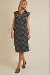 Collared Plaid Midi Dress