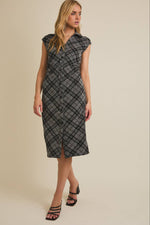Collared Plaid Midi Dress