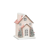 Small Snowy Pink Glitter House w/ LED