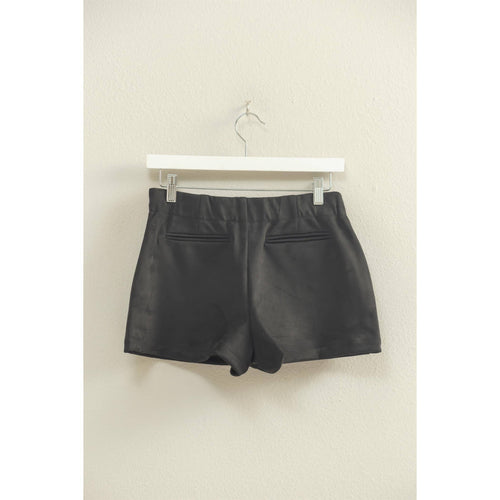 Black High-Waisted Suede Skort