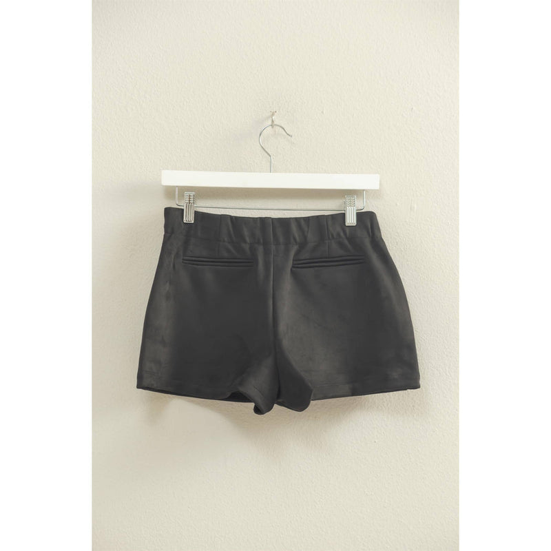 Black High-Waisted Suede Skort