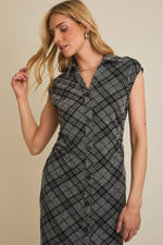 Collared Plaid Midi Dress