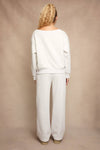 Off the Shoulder Grey Sweatshirt with Bow Embroidery (Sold Separately)