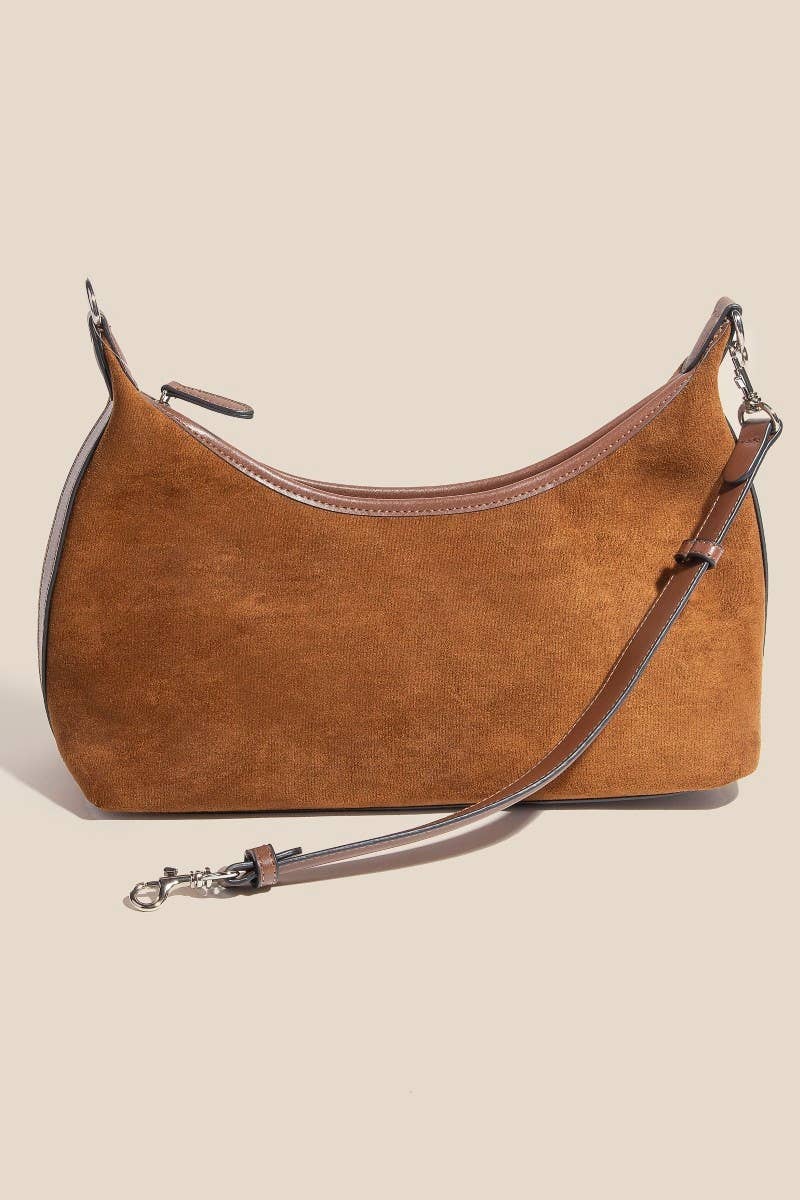Brown Classic Faux Suede Hand Bag