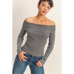 Off-Shoulder Charcoal Top