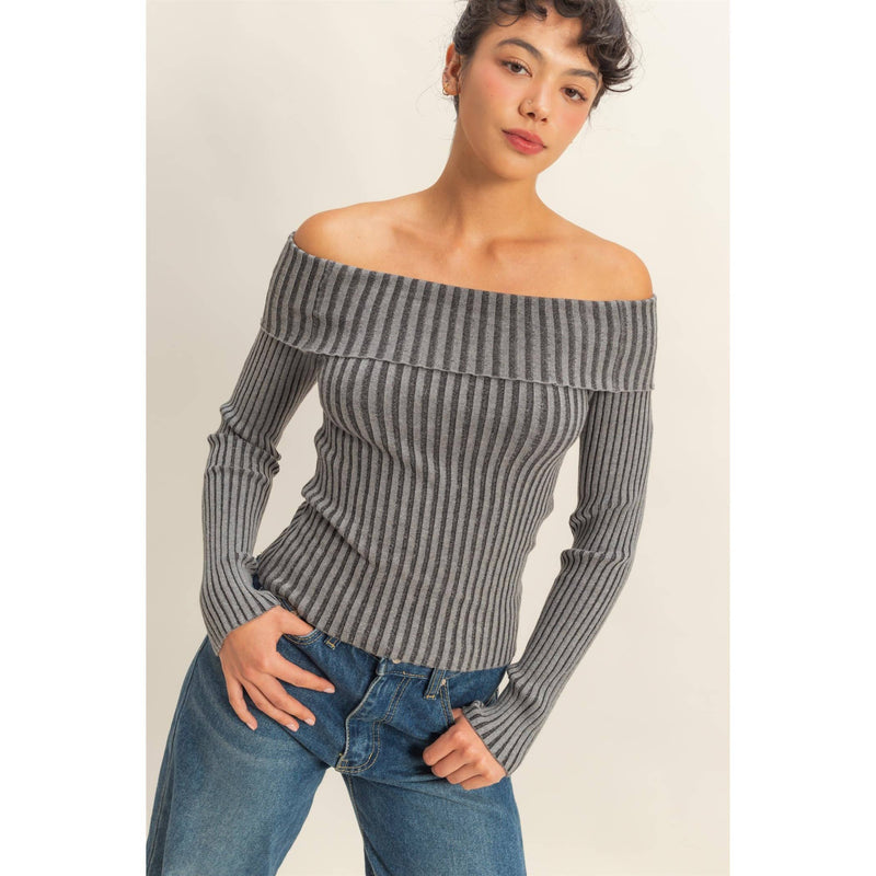 Off-Shoulder Charcoal Top