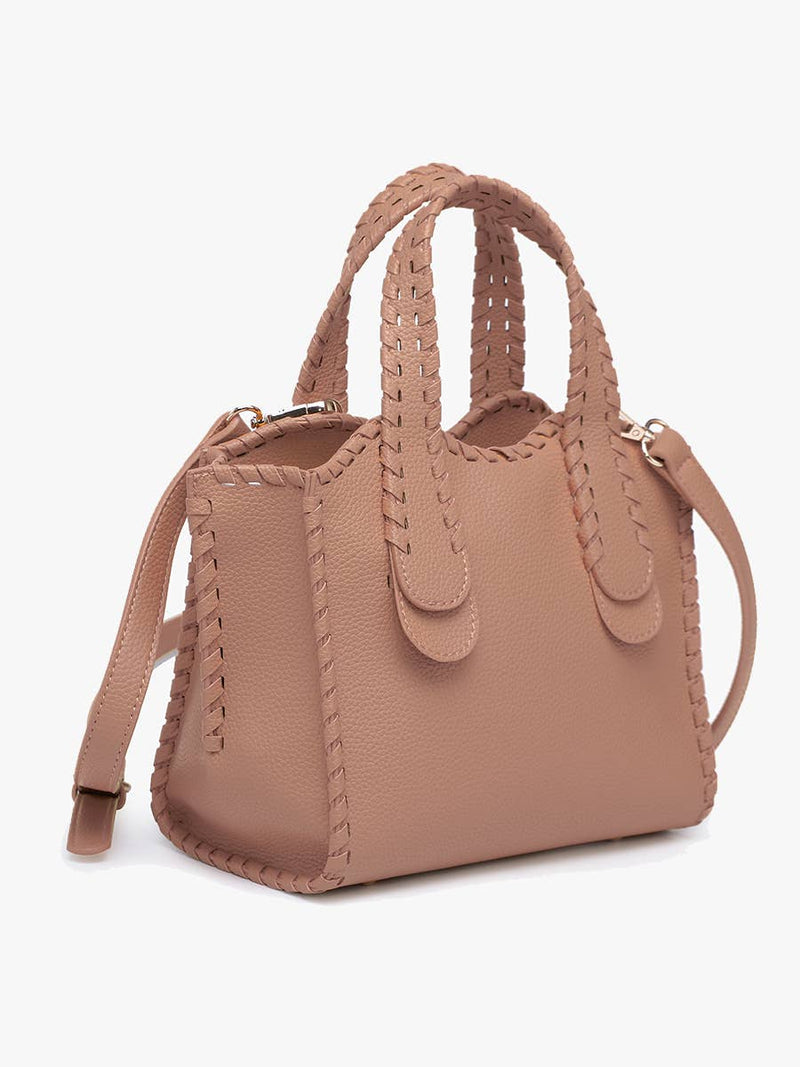 Taupe Marla Whipstitch Shaped Satchel