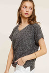 Snow Black Loose Fit Textured Pullover Sweater