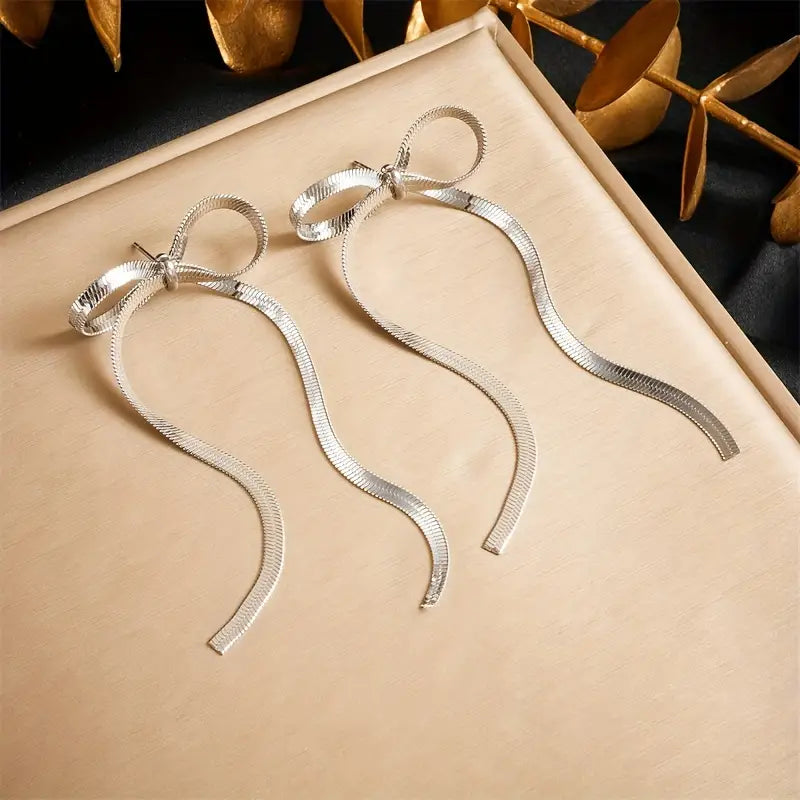 Long Bow Earrings | Gold or Silver