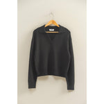 Black Collared V Neck Sweater