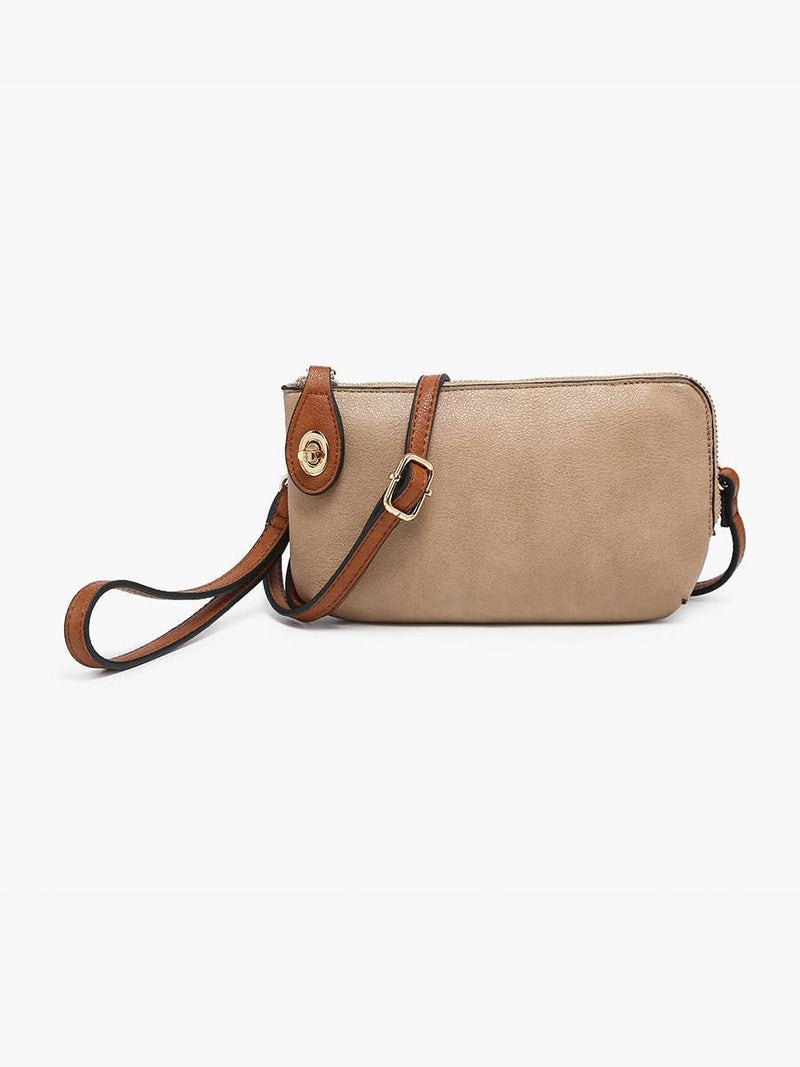 Tan/Brown Kendall Crossbody/Wristlet w/ Twist Lock