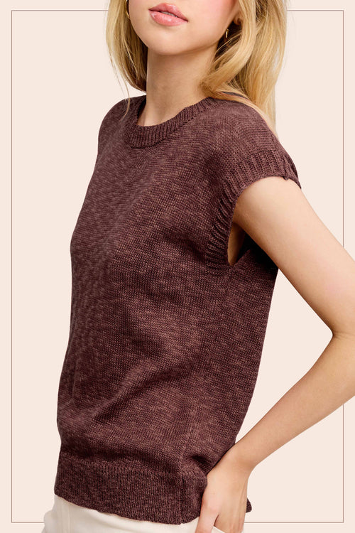 Cocoa Loose Fit Knit Crew Neck Top