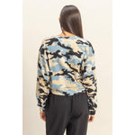 Smokey Blue Camo Print Sweatshirt