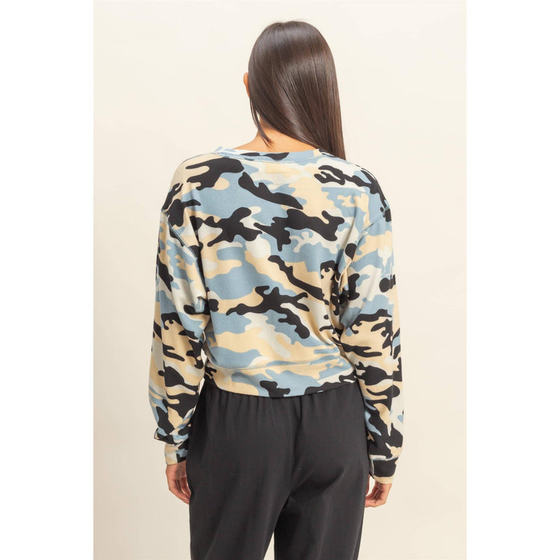 Smokey Blue Camo Print Sweatshirt