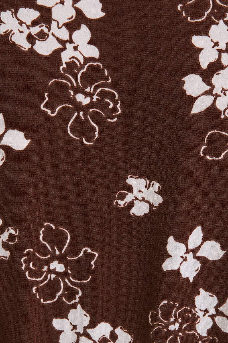 Brown Cream Floral Tie Top