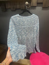 Blue Crochet Front Tie Cardigan